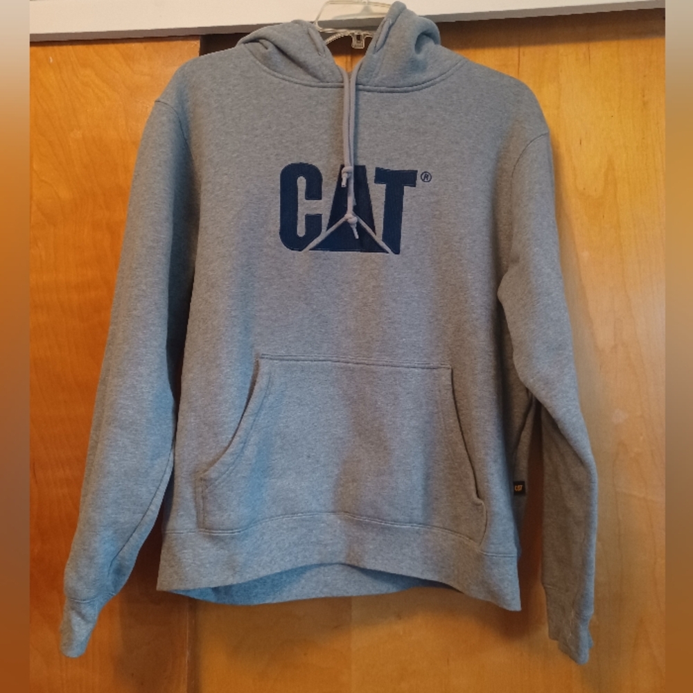 Caterpillar Gray Hoodie with Navy Logo
